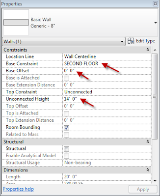 Graphic of showing the correct way to log a wall in Revit