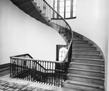 Interior spiral staircase:  Santiago E. Campos U.S. Courthouse, Santa Fe, NM