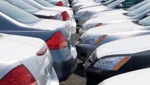 image of a parking lot of vehicles.