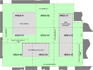 Image of the area map of the Chicago Federal Center Plaza