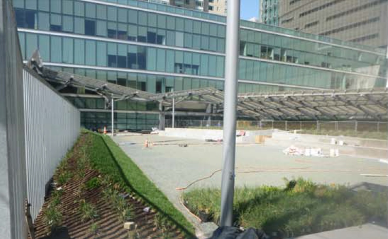 looking toward the Annex, the wide open area is seen in the new plaza at the San Francisco Federal Building