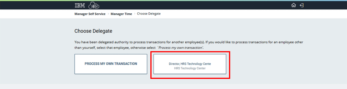 Choose delegate page with employee proxy highlighted