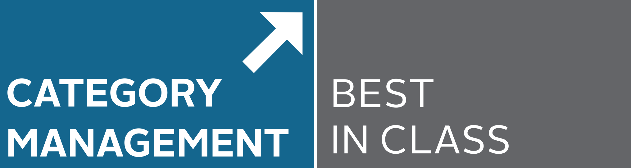 Blue and gray Category Management and Best in Class visual identifiers