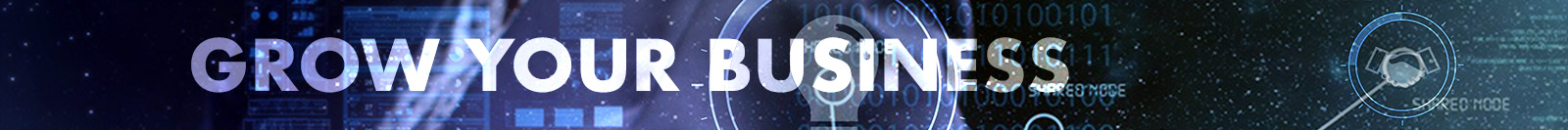 Abstract tech background with the text GROW YOUR BUSINESS overlaid