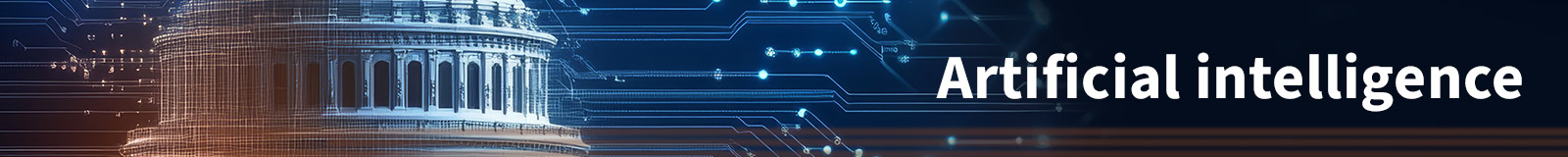 Artificial Intelligence with slice of Capitol dome and dark blue background