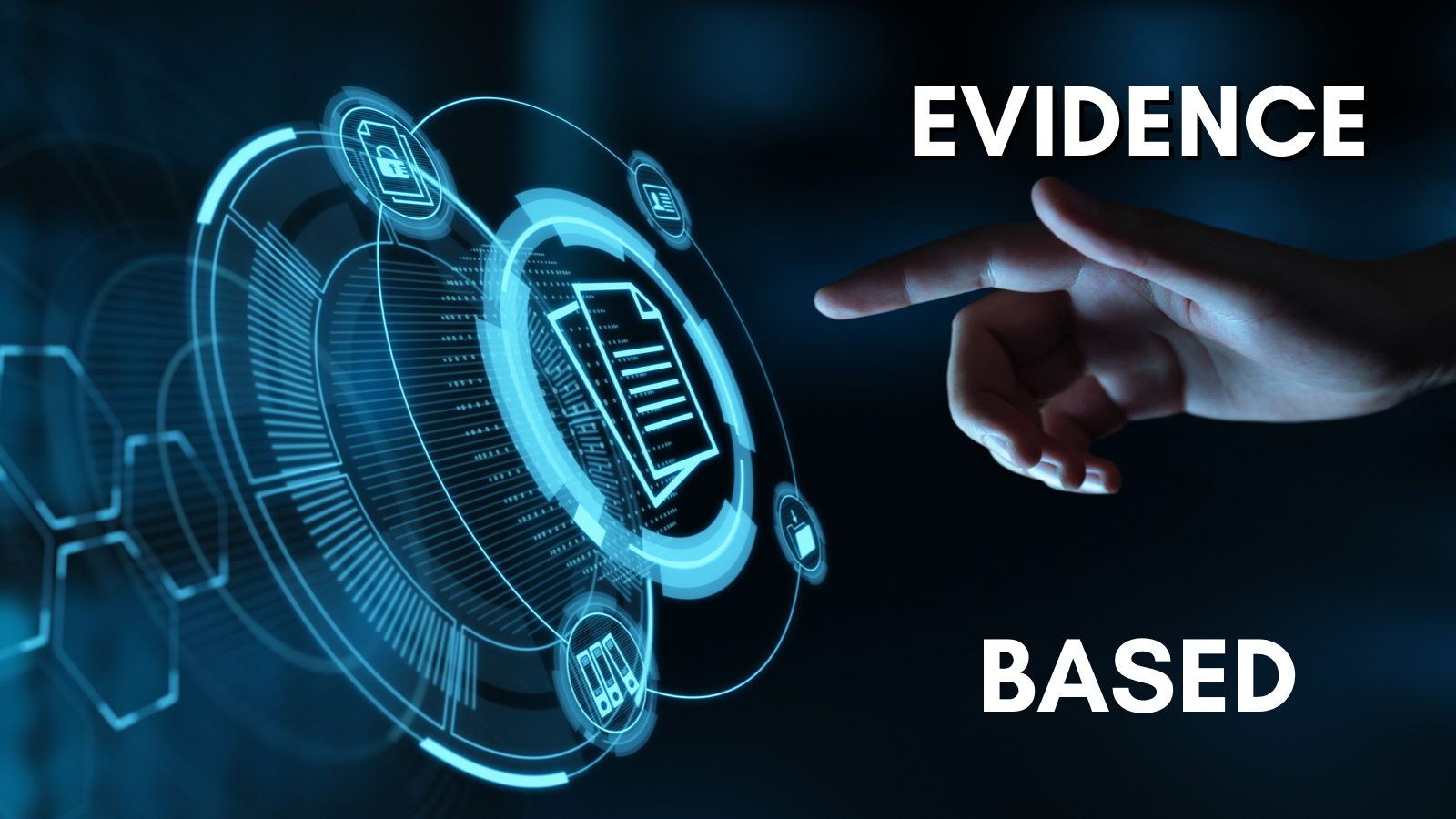 Image of finger pointing to evidence based