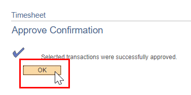 Screenshot of the approval confirmation message with the OK button highlighted