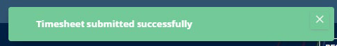 Screenshot of the Timesheet Submitted Successfully message