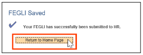 Screenshot of FEGLI self service page with Return to homepage highlighted