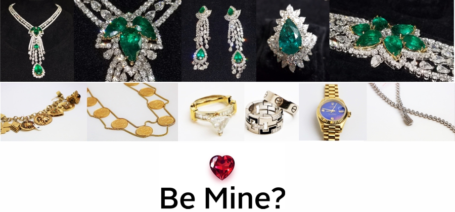 GSA Auctions fine jewelry collection featuring gold rings, diamond and emerald necklaces, bracelets and time pieces. 