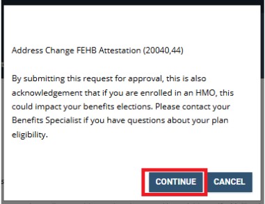 Screenshot of the Attestation page with the Continue button highlighted