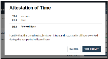 Screenshot of the Regular work hours with Yes, Submit highlighted