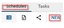 Screenshot of the Scheduling app with New highlighted