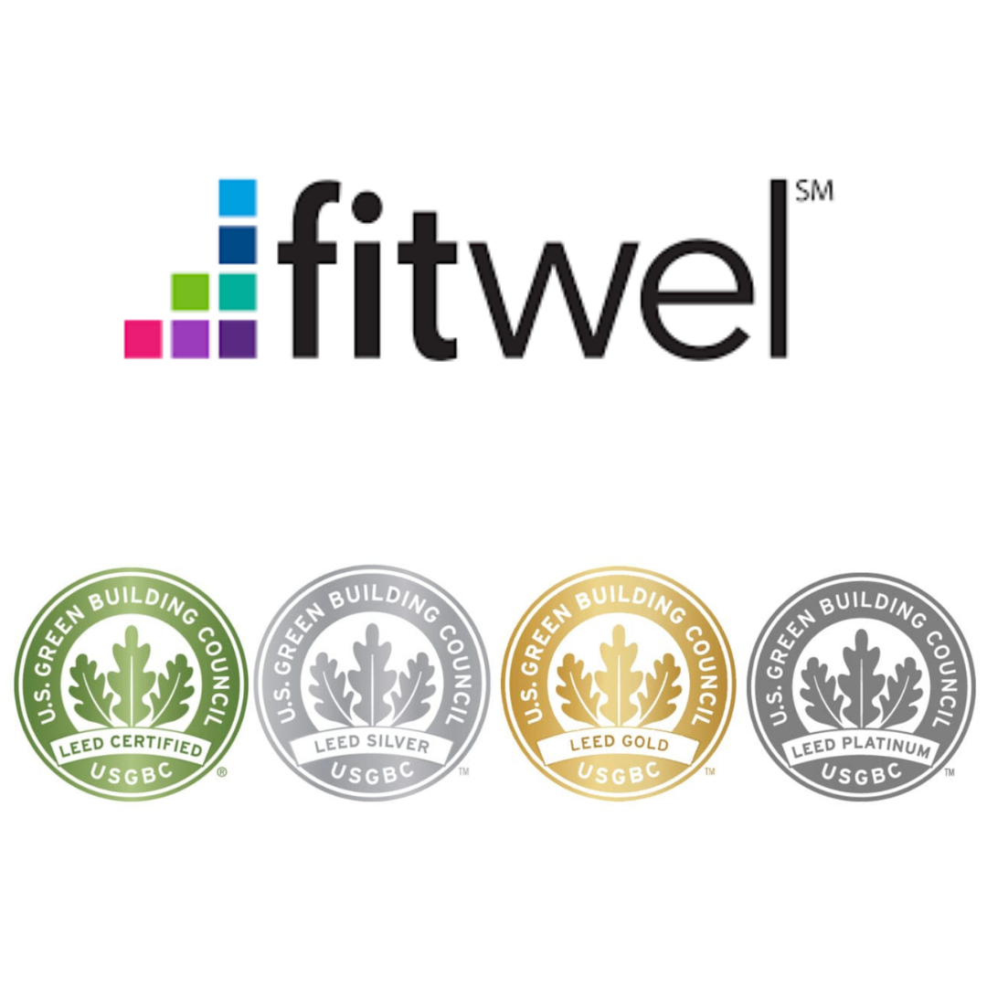 R8 LEED and Fitwel seals for Sustainable FM Certifications page