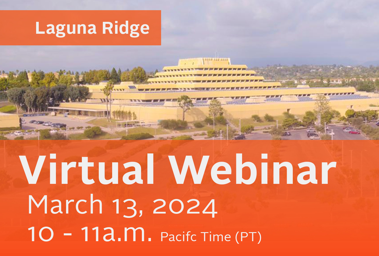 Aerial photo of Chet buidling accompanied by the text Virtual Webinar March 13, 2024 from 10am-11am PT