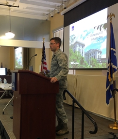 U.S. Air Force Maj. William Griffin speaks at 2GIT Industry Day in Atlanta
