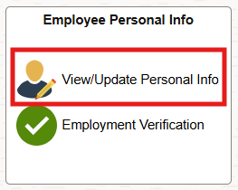 HR Links homepage with View/Update Personal Info highlighted