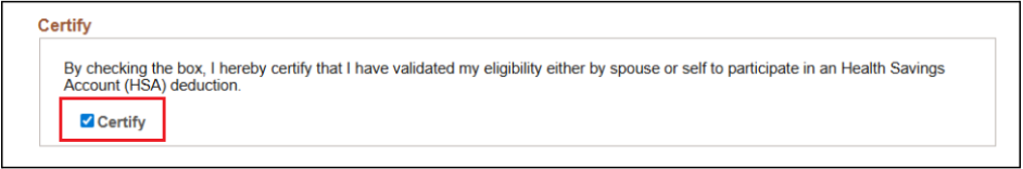 Certify box highlighted