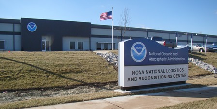 Front of new NOAA location with NOAA Seal on the 