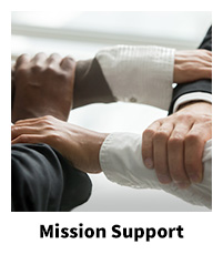 GSA at 70: Mission Support, with four people's hands grasping together