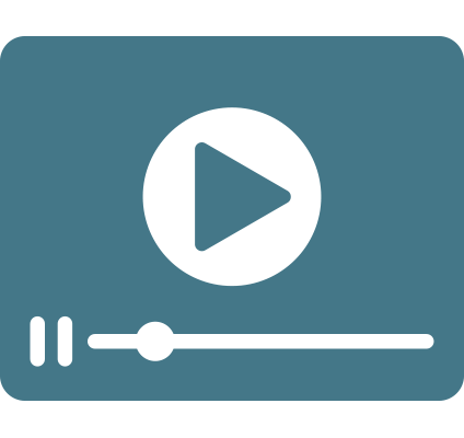 Icon showing an abstract video screen with a play button