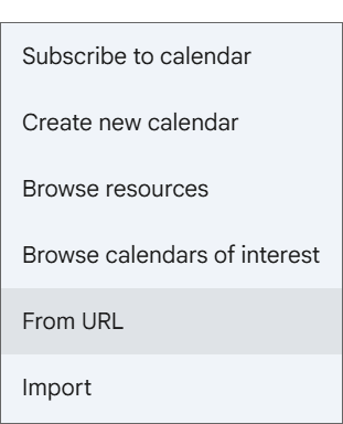 Dialog menu showing a list of options with from url selected