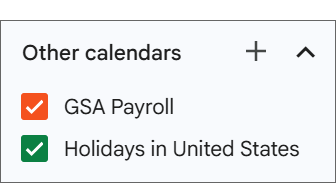 GSA Payroll calendar displayed under other calendars