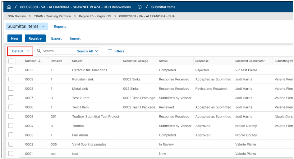 Log view screen with default highlighted