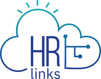 Logo for HR Links with a stylized cloud and nodes around the text