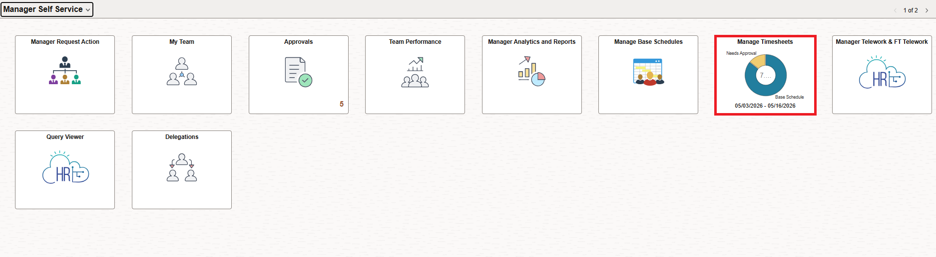 Screenshot of the Self Service home page