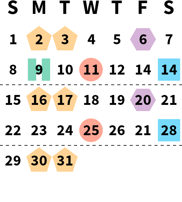 October 2028 calendar month grid