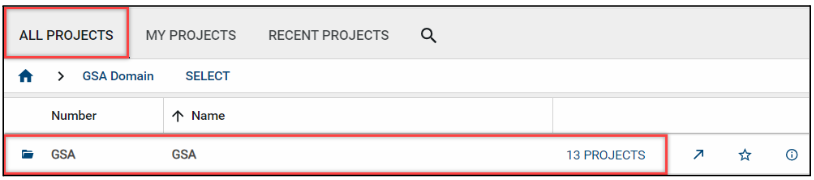 Project Finder app with all projects tab highlighted