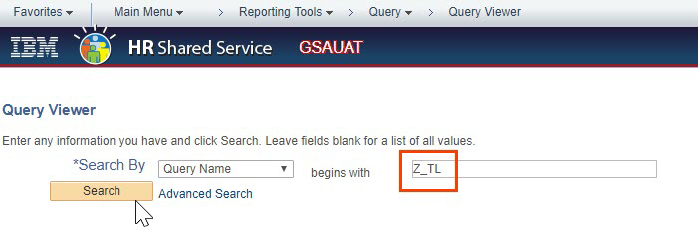 Screenshot of the Query Viewer page with Search button highlighted