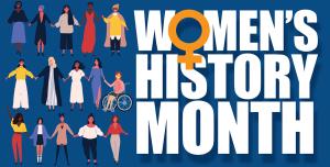 Women's History Month illustration with 15 women on the left