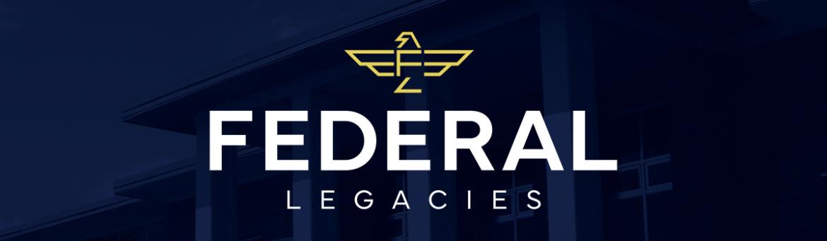 Federal Legacies logo on blue city background