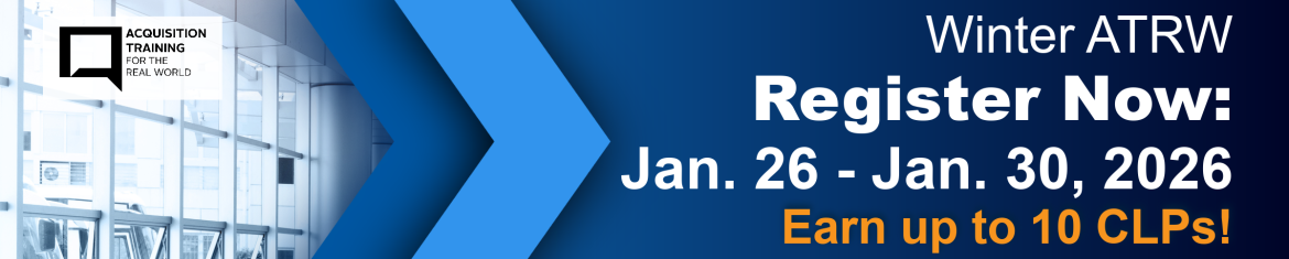 Rectangular blue hued box with text reading Winter ATRW Register Now Jan. 26-30, 2026.
