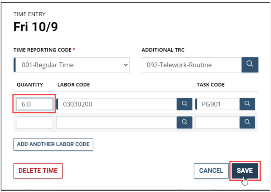 timesheet labor codes