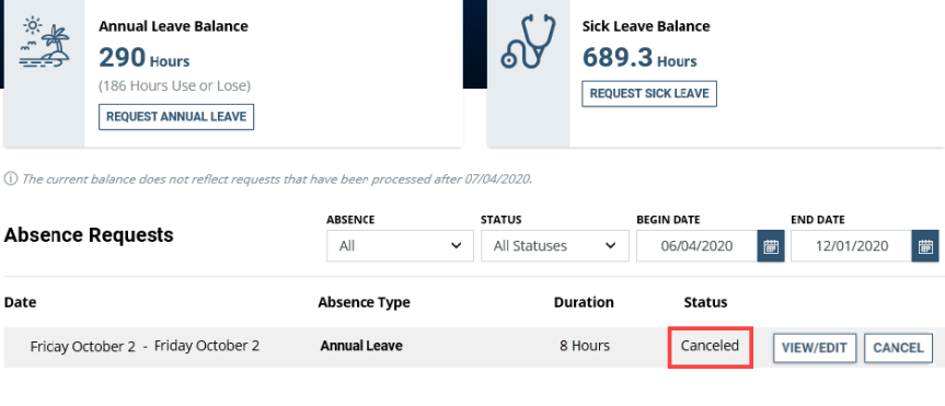 Cancel Absence Request 4