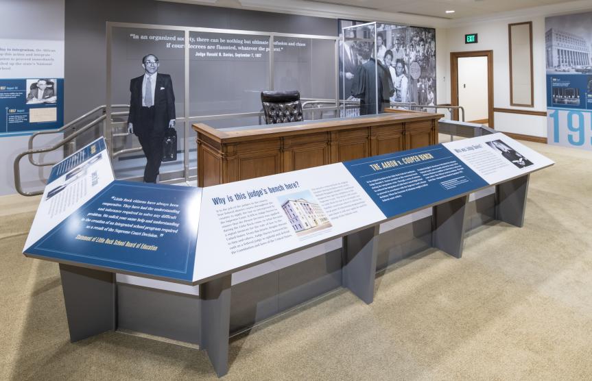 The Cooper bench in the Supreme Court&#039;s Integration Must Proceed Forthwith Exhibition.