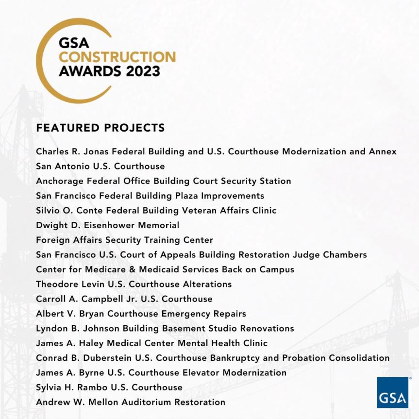 List of Construction Awards 2023 18 featured projects