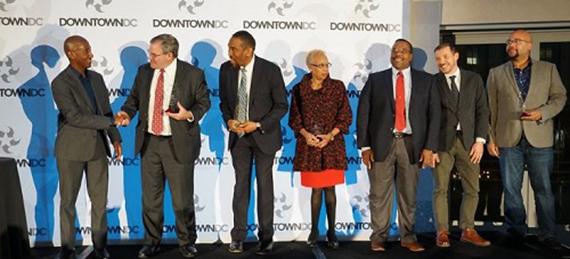 Picture on stage at Momentum Awards of GSA, WMATA and VA