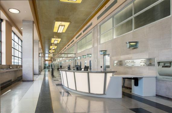 Renovations to the lobby at Nix maintain historic integrity and add contemporary features to support the Passport Office’s mission and serve the public.