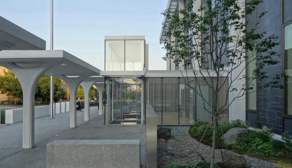 Entry pavilion of the MC Smith FB, Bangor, ME