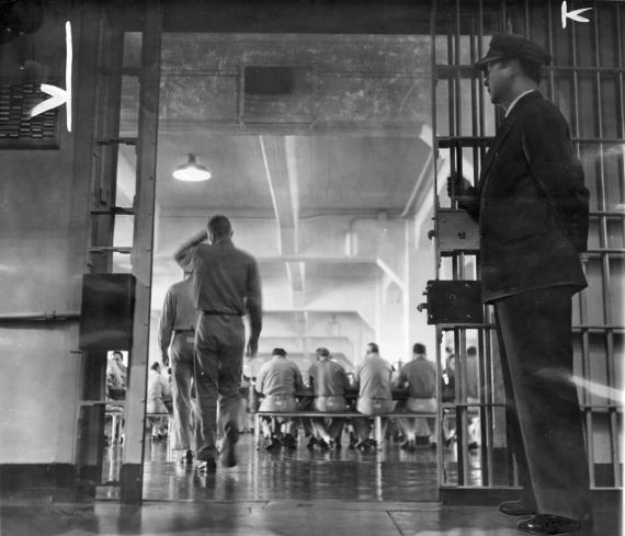 Alcatraz Convicts Entering the Mess Hall