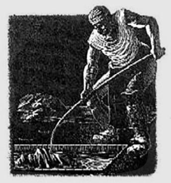 Illustration of tanyard worker in short-sleeve shirt