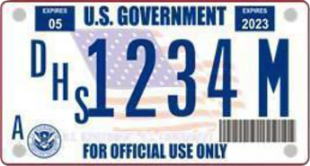 U.S. government license plate as a motorcycle-size example