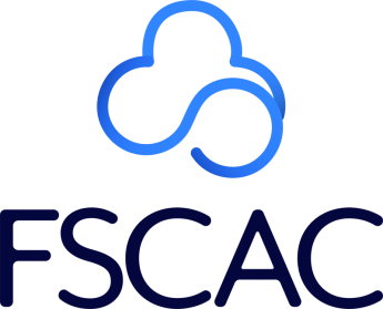 A blue icon of an abstract cloud, with FSCAC below it in black letters
