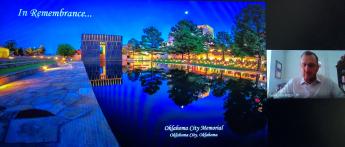 Image of the OKC Memorial at night
