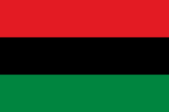 The Pan African flag has three equal horizontal bands colored Red, Black, and Green. Red symbolizes the blood of the people that