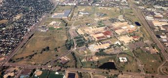 This an aerial view looking west across the 635 acre Denver Federal Center campus.